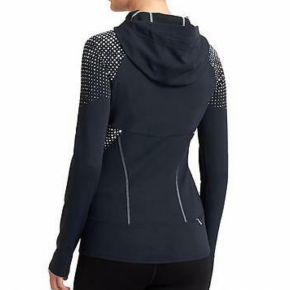 🌸2/$25 Athleta Navy Running Wild Half-zip Hoodie 2.0 White Polka Dots - Picture 2 of 11